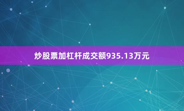 炒股票加杠杆成交额935.13万元